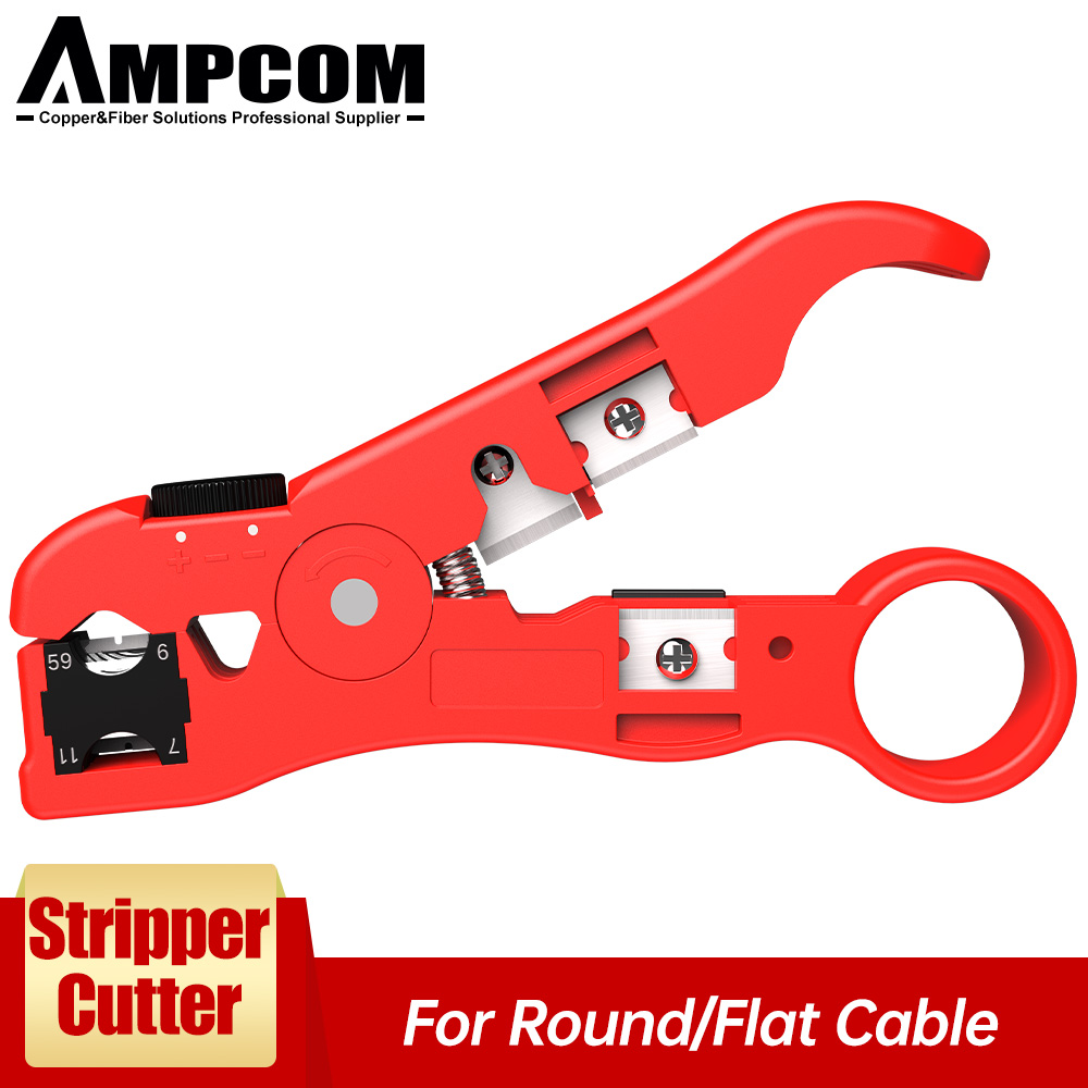 AMPCOM Alle-In-een Strippen Tool Kabel Draad Stripper Compressie Tool Coaxiale Kabel Stripper, Ronde Kabel, cutter en Platte Kabel