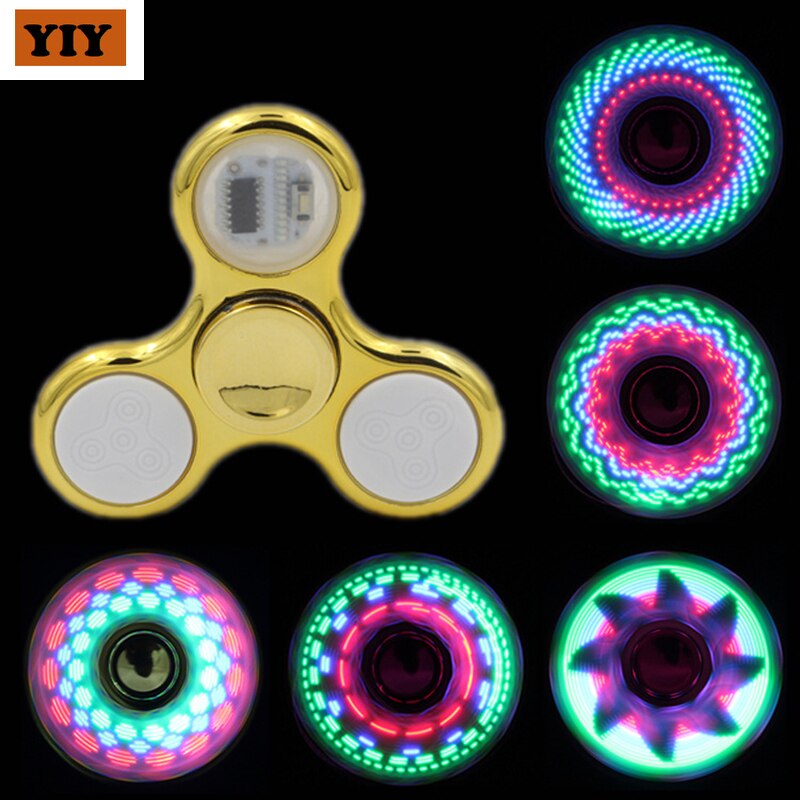6 farger led lys selvlysende fidget spinner skifter hånd spinner golw in the dark stressavlastningsleker for barn