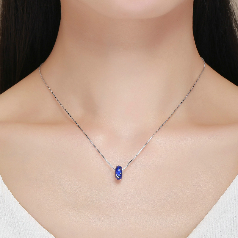 CodeMonkey Authentic 100% 925 Sterling Silver Moon & Star Blue Enamel Spacer Beads fit Women Bracelet & Necklace DIY Jewelry 599