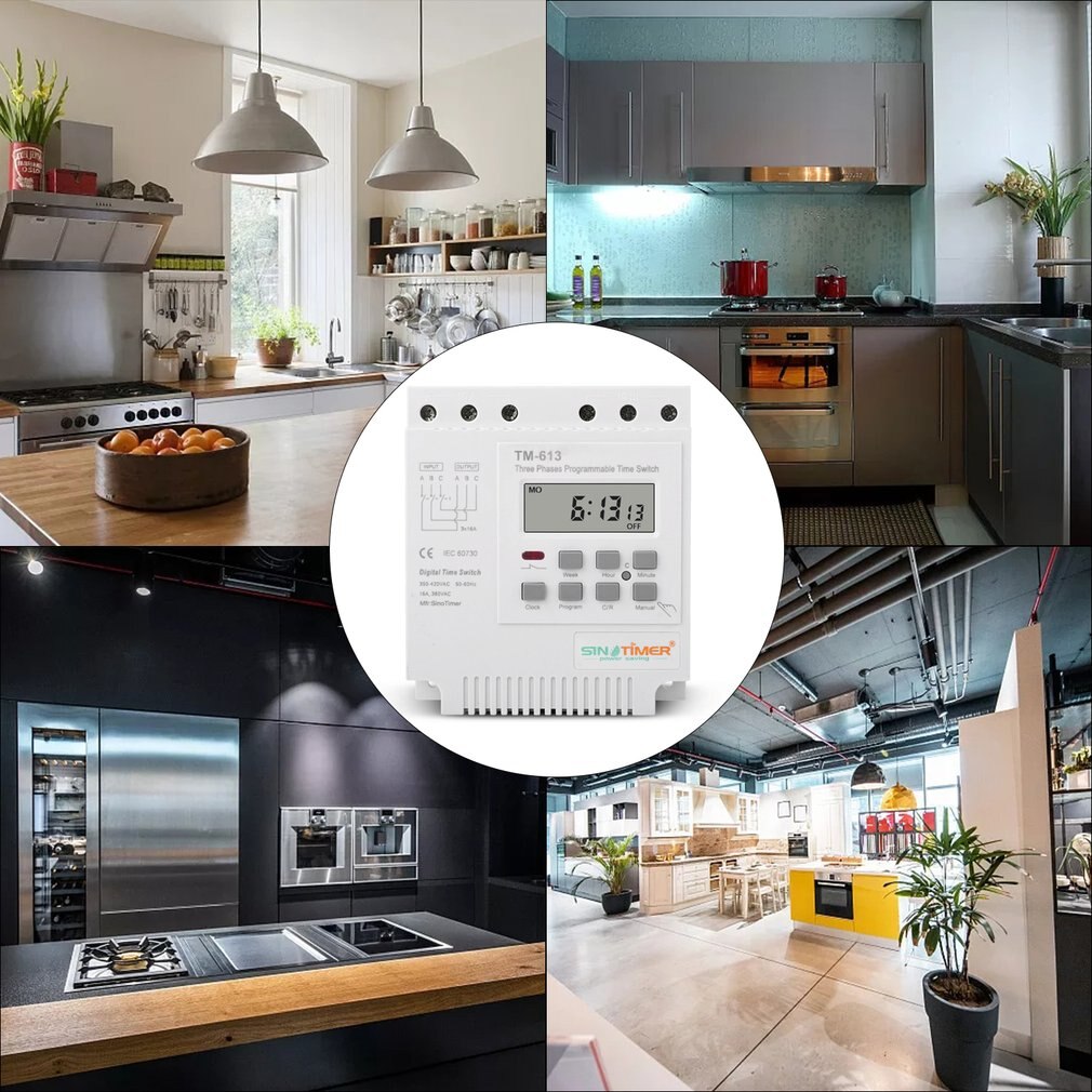 SINOTIMER TM613 380v trójfazowy programowalny przełącznik z podświetleniem Digtal wyłącznik czasowy na 7 dni-24 godziny