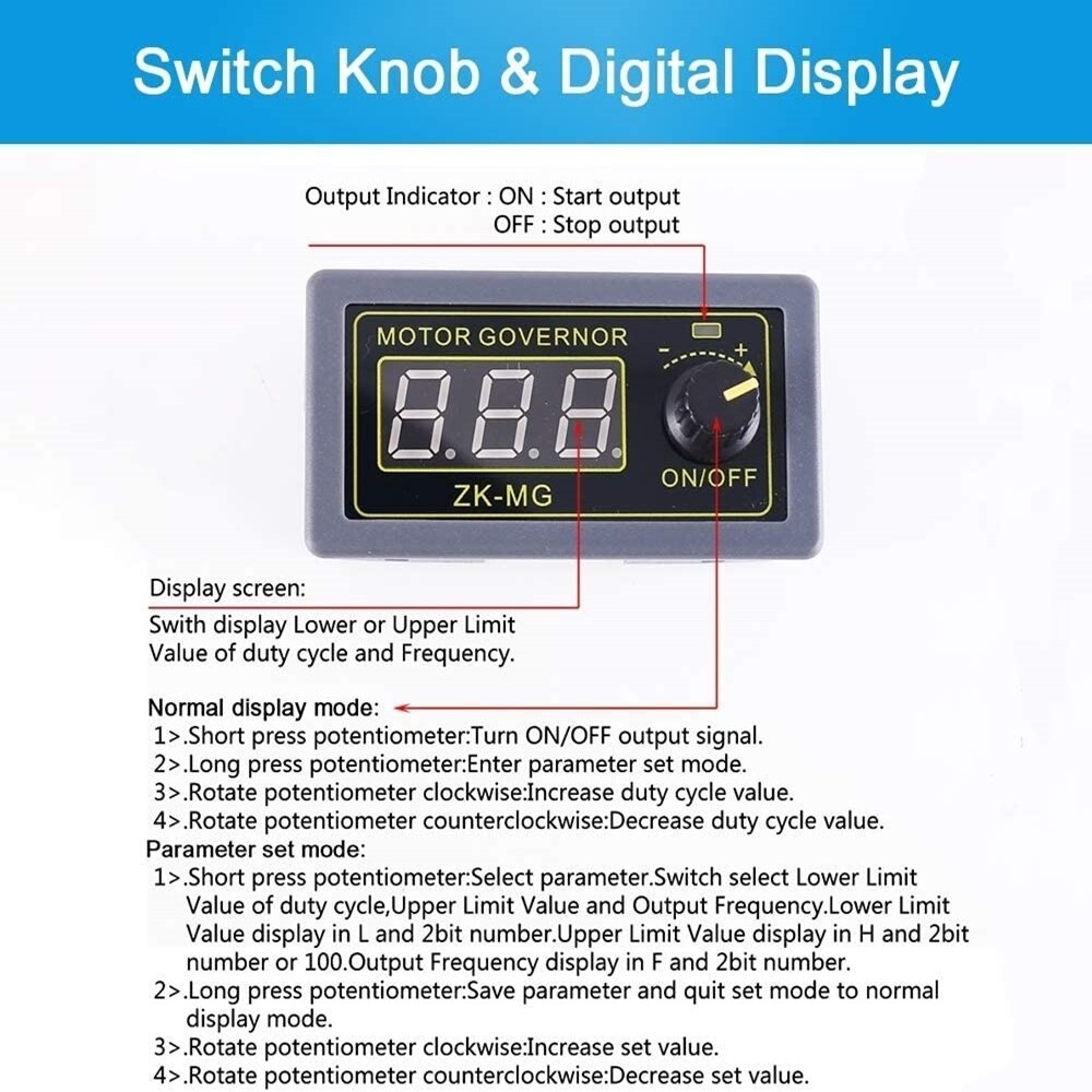 Dc 5-30V 12V 24V 5A Dc Motor Controller Pwm Verstelbare Speed Digitale Display Encoder Duty verhouding Frequentie Max 15A ZK-MG