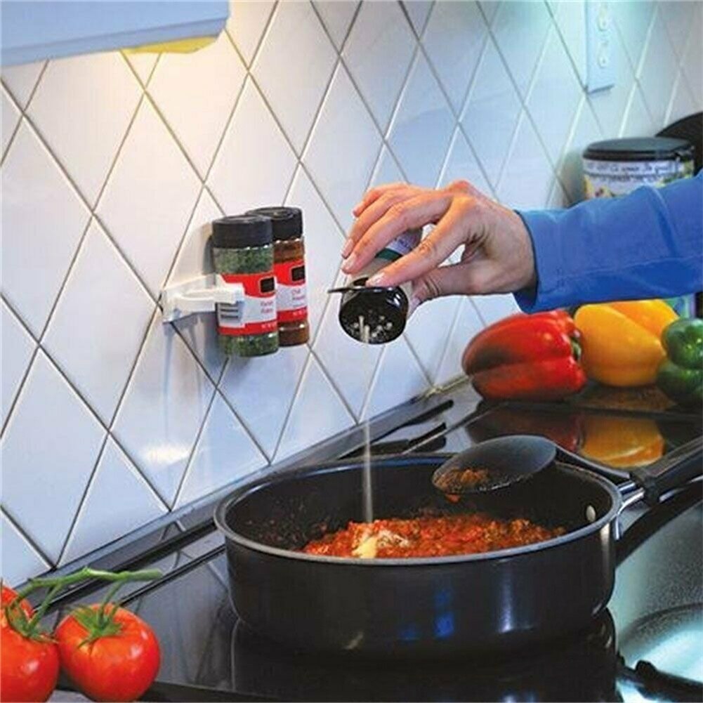 2/4 Lagen Kruidenrek Organizer Muur Kastdeur Opknoping Spice Jars Clip Haken Set Opslag Houder Grijper Keuken Accessoires