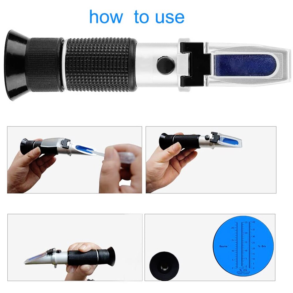 Soortelijk gewicht 0-40% Brix Alcohol Refractometer Tester for Wort
