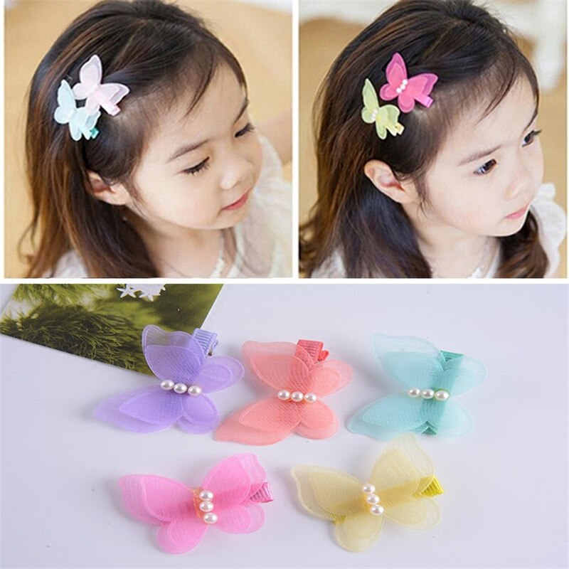 8 Stks/partij Candy Kleur Boog Vlinder Haar Clips Meisjes Haar Grips Kids Haarspeld Hoofddeksels Mode Accessoires