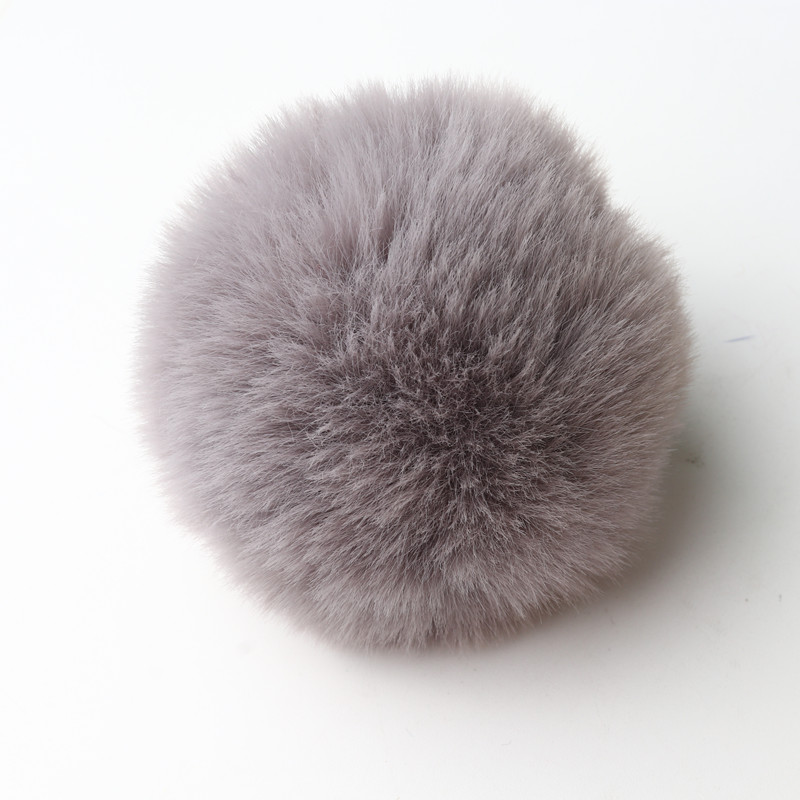 10 stuks 8 cm effen Rex konijn pompom sleutelhanger tas diy handgemaakte materialen en detailhandel kleuren ondersteunen mix en match: Grey