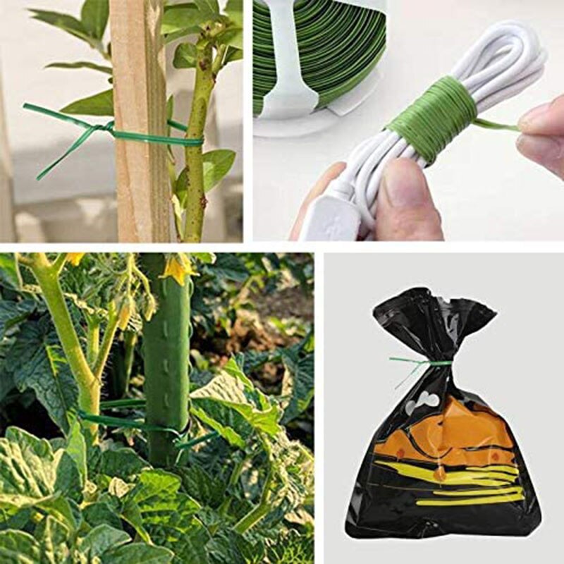 4Pack Garden Twist Tie Wire Roll With Wire Cutter Plant Cable Ties Reusable Cable Ties Greenhouse Grow Kits Gardening Cable Tie