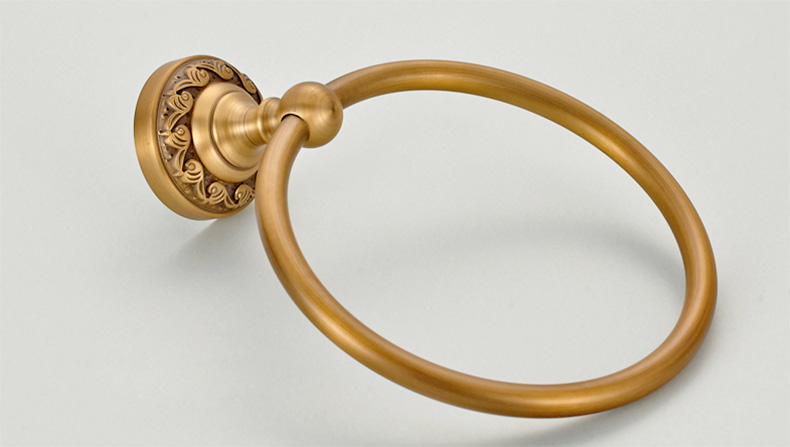 All Copper Towel Ring Round Carved Base Bathroom Towel Rack Unique Jie Sha Lang 6860
