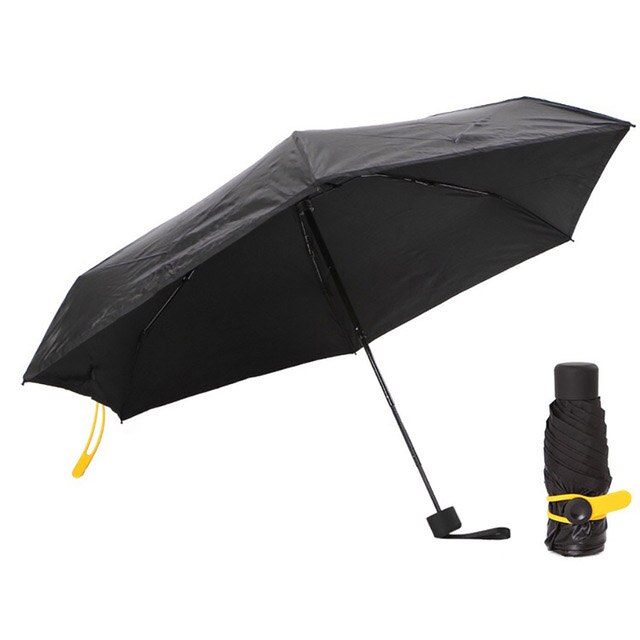 Mini Umbrella Folding Parasol Sunny Anti UV Small Pocket Umbrellas Rain Women Year Paraguas Mujer Sombrilla Ombrello: Black