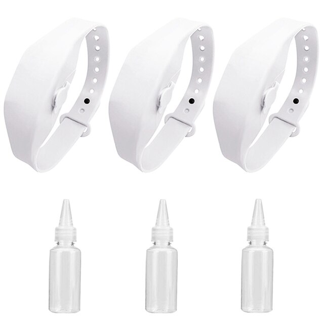 Dispensador de Gel hidroalcohólico, pulsera, desinfectante de manos recargable, pulsera, desinfectante para niños, reloj hidrocólico antibacteriano: 3PCS White