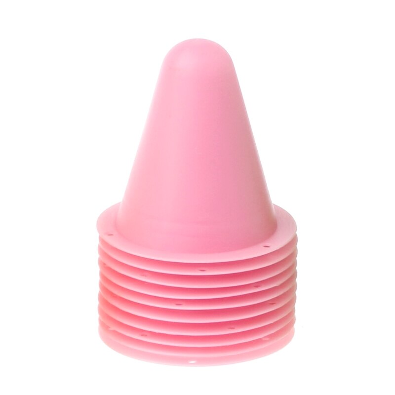 10 Pcs Skate Marker Cones Roller Football Soccer Training Equipment Marking Cup Marker Cones Slalom Roller skate pile cup: Pink