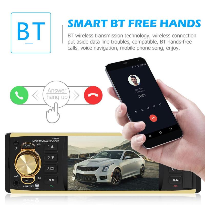 VODOOL-Autoradio 4019B 4.1 pouces | Autoradio 1 Din, Audio MP5, lecteur AUX FM, Bluetooth, Support d'autoradio, caméra arrière, télécommande