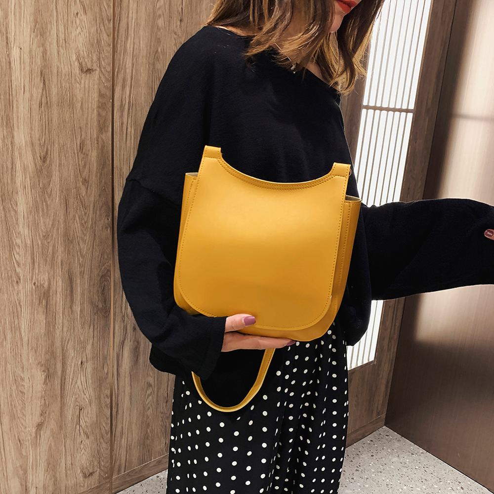 Femme décontracté Simple couleur unie épaule sacs à main en cuir PU femmes grande capacité rabat bandoulière sacs de messager bolsa feminina