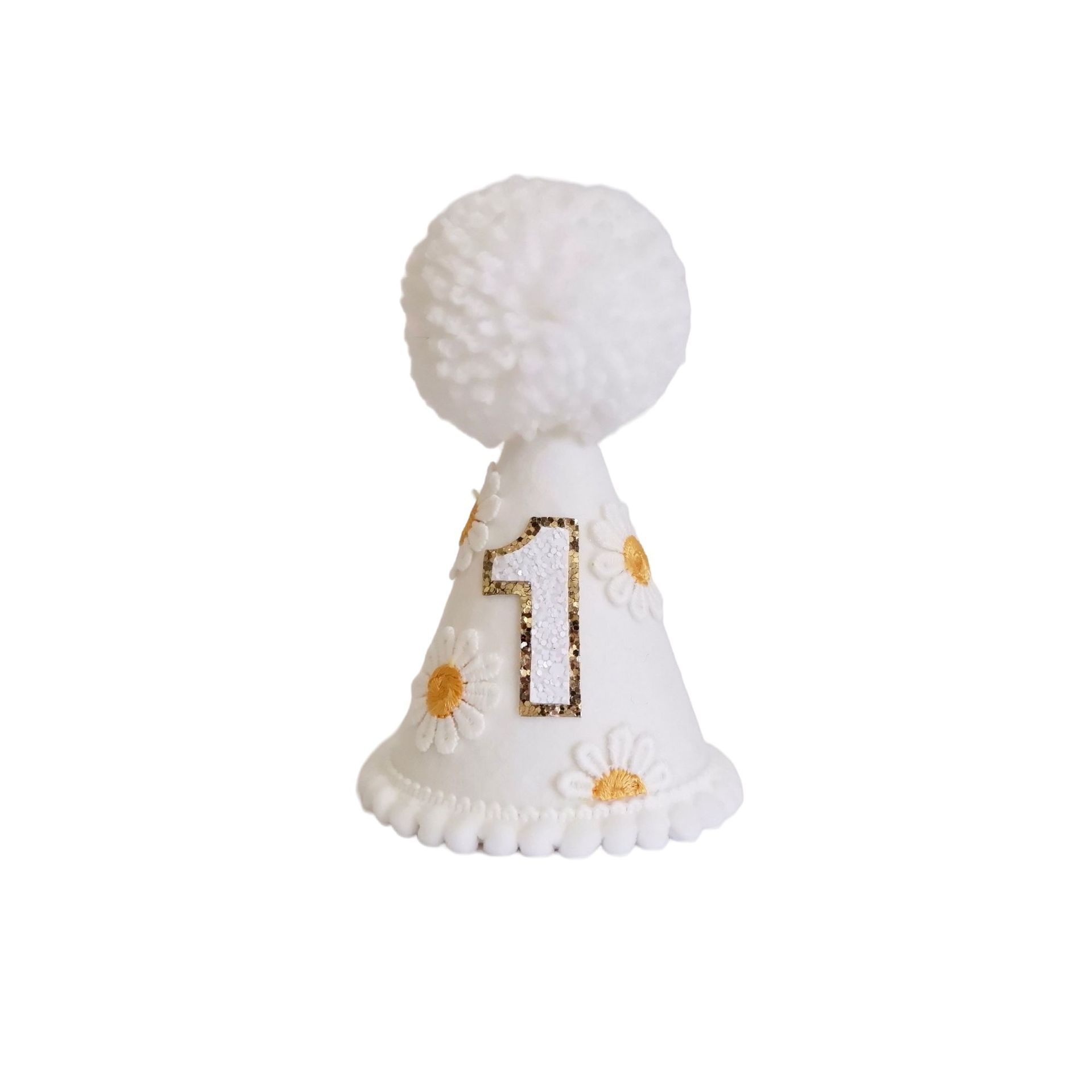 Daisy boho 1st bursdagskrone rosa krem til babyshower festhatt første gammel hodeplagg fotorekvisitter: Dyp safir