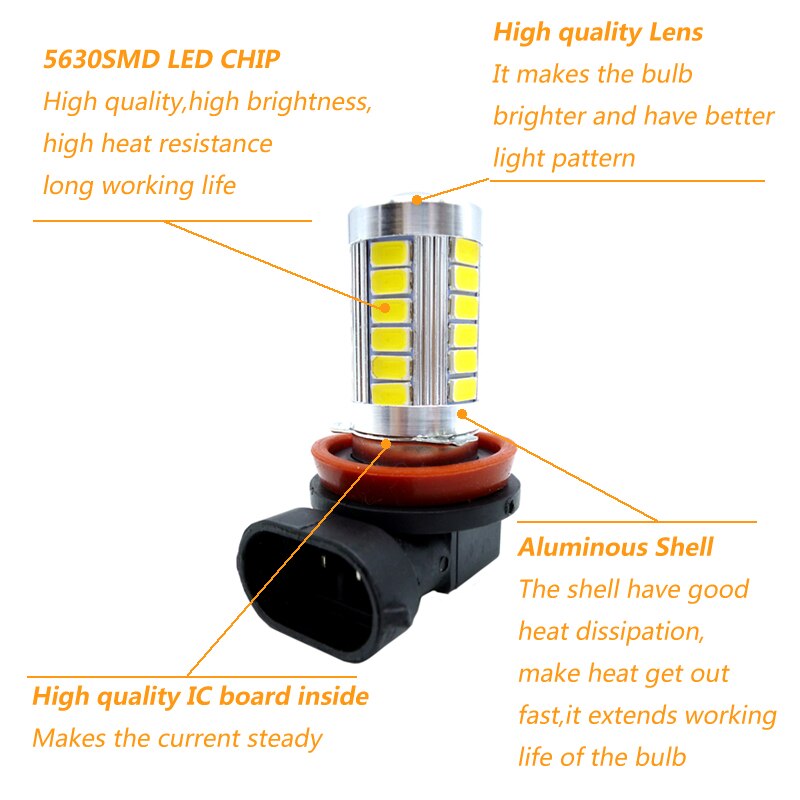 2x H11 H8 white Blue Car Driving Running Lamp Auto Leds Light For Volvo XC60 XC90 S40 Nissan Patrol Versa Qashqai Sylphy Livina