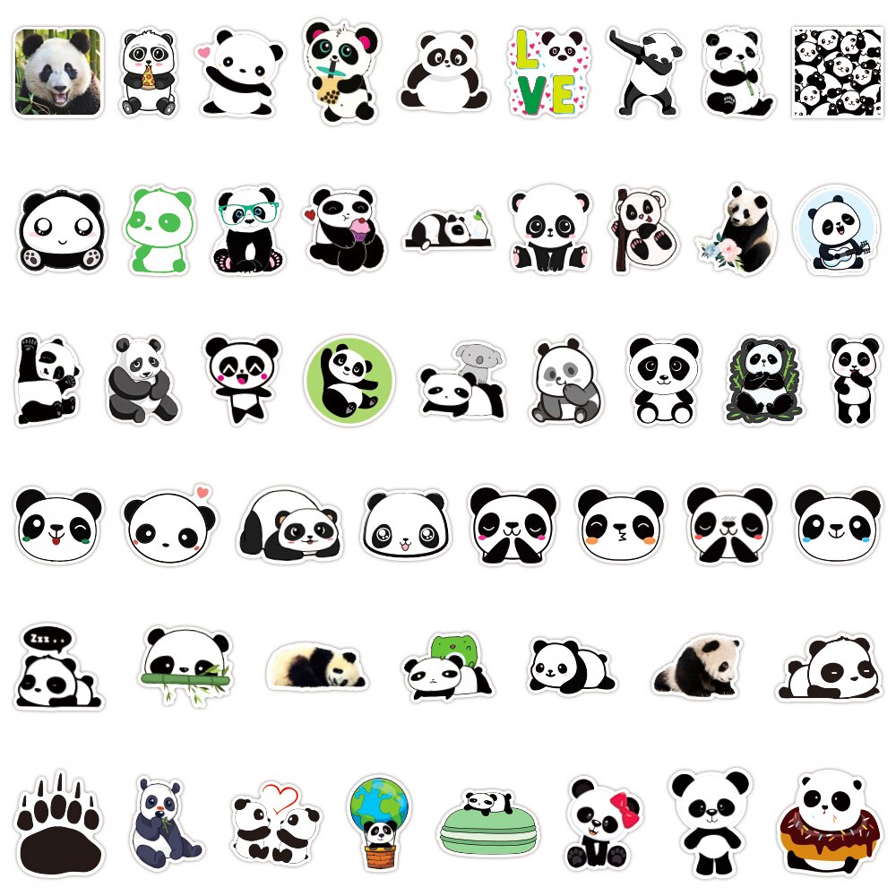 50 Stks/pak Leuke Panda Stickers Voor Notebook Motorfiets Skateboard Computer Decal Cartoon Bagage Animal Decal Sticker