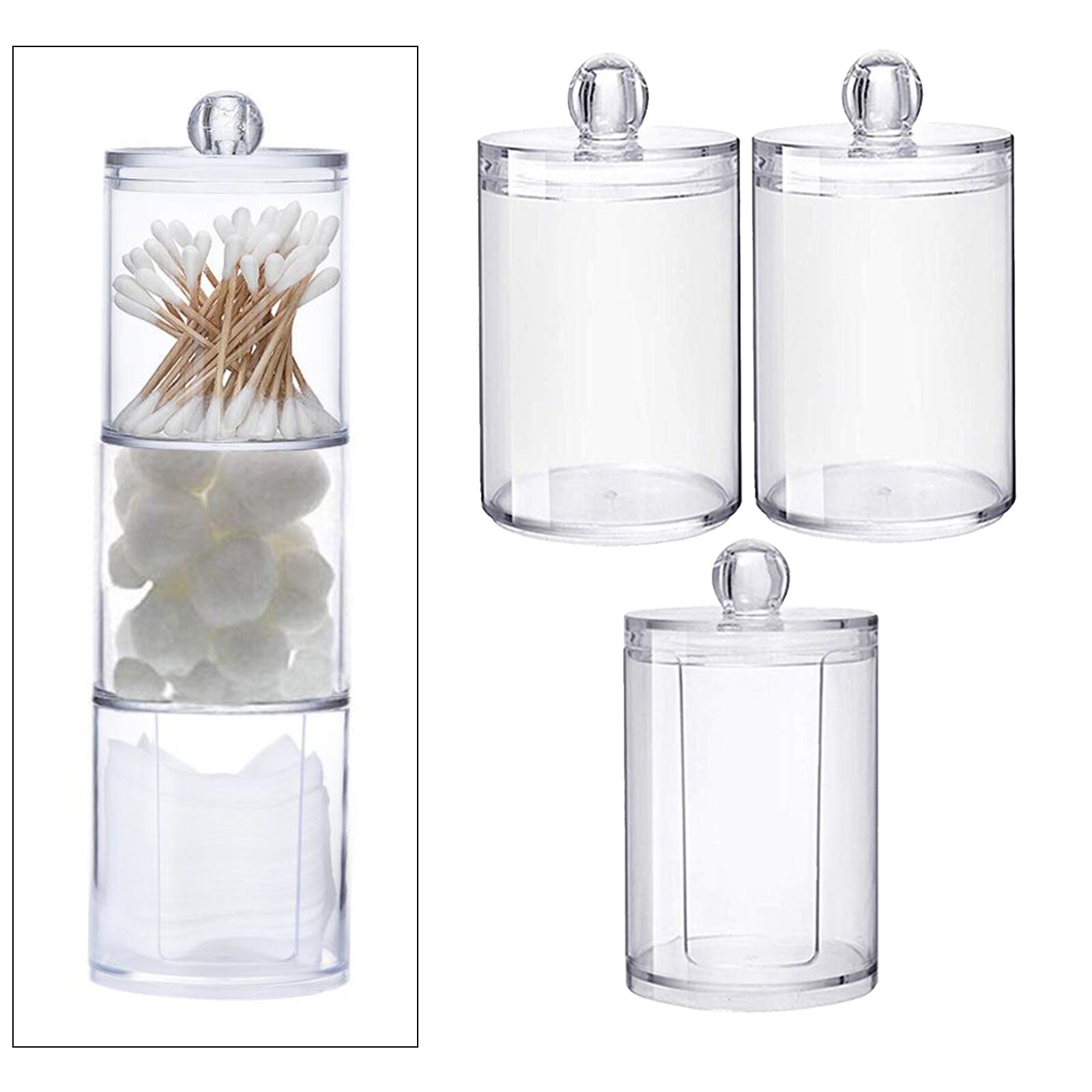 Clear Acrylic Cotton Pad Container for Cotton Swabs Holder Organizer with Lid Make Up Pads Cosmetics Storage Box Save Space