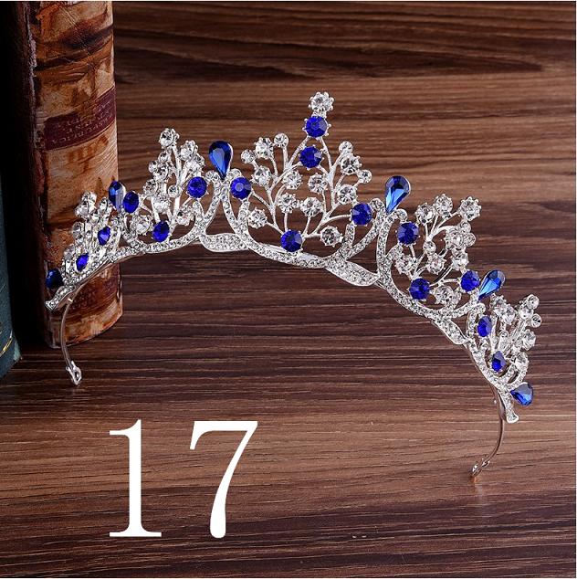 Blau verrotten Grün Hochzeit Haar Zubehör Kristall Tiara Für Bräute Krone Kopf Stück Braut Haar Zubehör Kronen Königin Diadem: 17