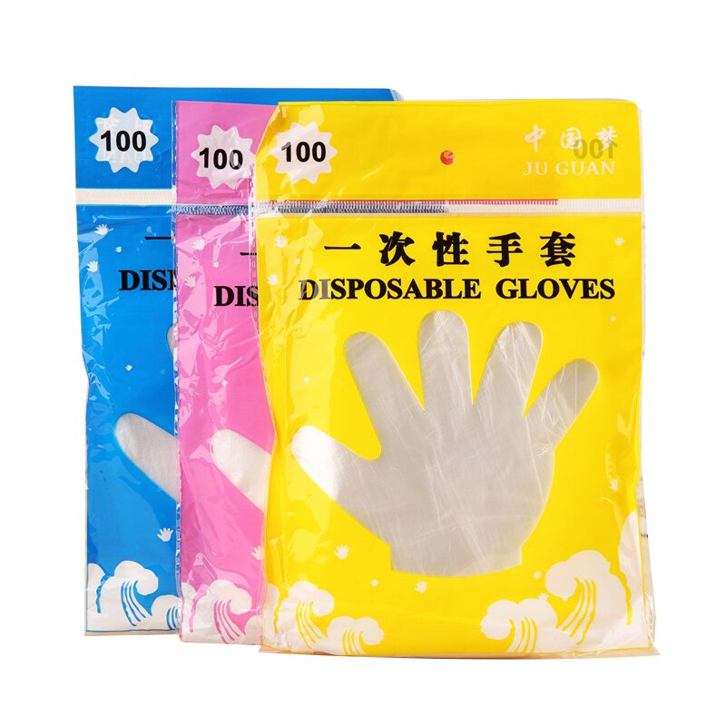 Guantes desechables de seguridad para el hogar, paquete de 100 unidades de guantes desechables de polietileno de alta densidad para uso doméstico, Cocina, Restaurante, sin contacto: Default Title