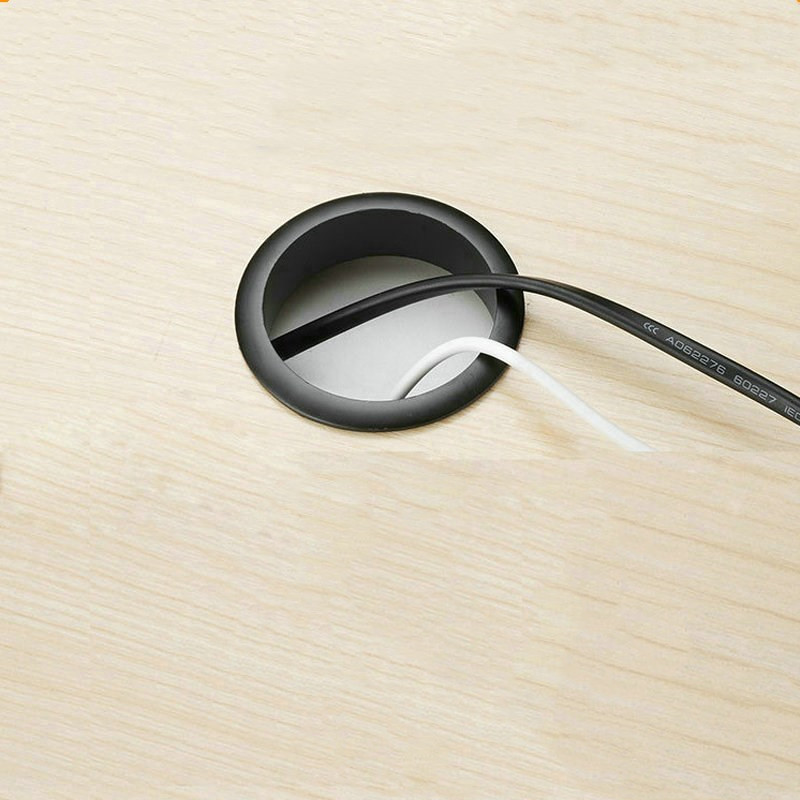 Zinc Alloy Round Plug Cover Table Cable Outlet Grommet Cabinet Vent Hole Decorative Desk Wire Holder Furniture Hardware: black / 35mm