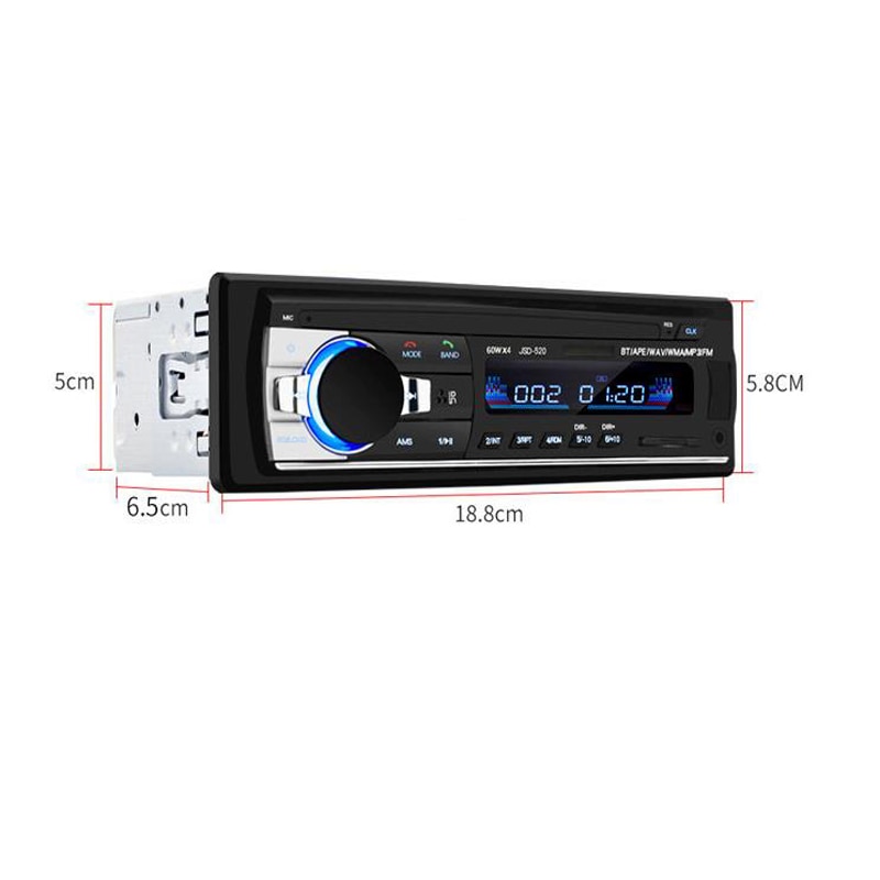 12V Bluetooth 1din en el tablero del coche receptor de Radio estéreo Autoradio MP3 reproductor de Radio Cassette grabadora FM AUX con Control remoto