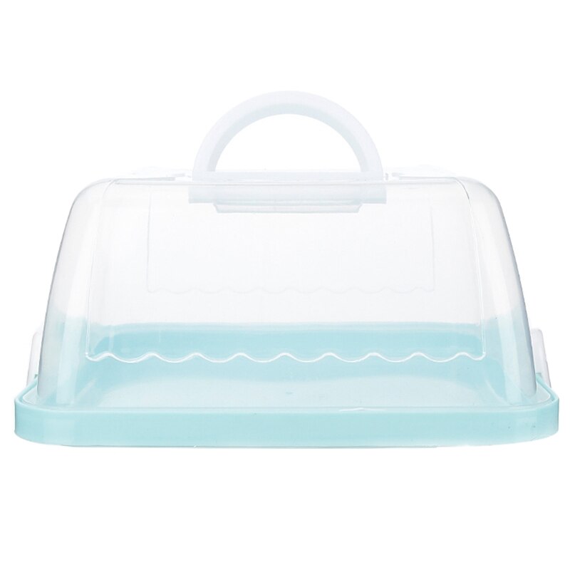 Draagbare Plastic Vierkante Taartdoos Cupcake Dessert Container Case Handheld Carrier Bruiloft Verjaardag Keuken Benodigdheden: Blauw