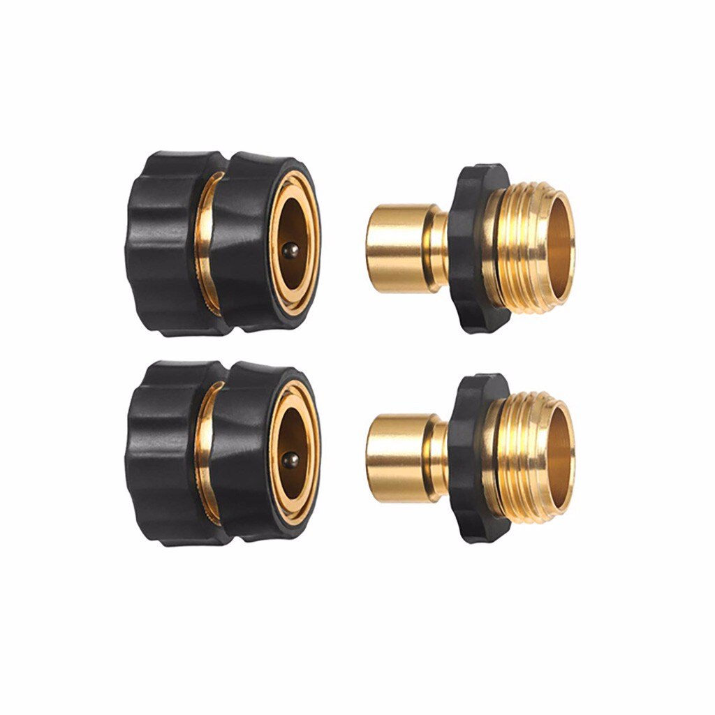 3/4 Inch Garden Hose Fitting Quick Connector Male And Female Value Pack - No-leaks Water Hoses Quick Connect Release Connection
