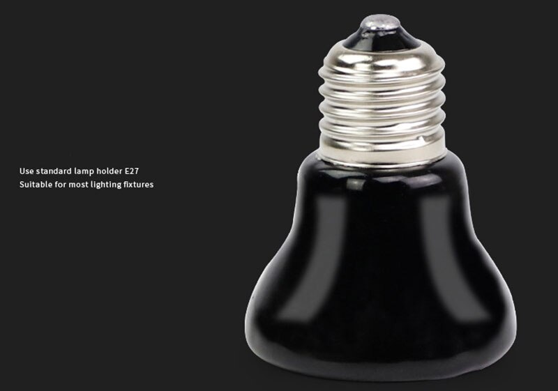 Mini keramisk varmelampe 220v 25w/50w /75w /100w e27 infrarøde krypdyrskilpadde varme pærer vanntette temperaturkontroller: 50w