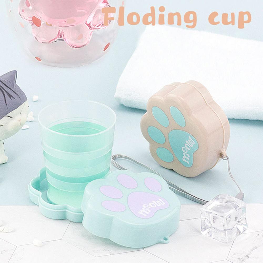 Portátil retráctil taza plegable adorable garra de gato taza de viaje de Camping escalada jugo de leche taza de té de la pata de gato taza plegable