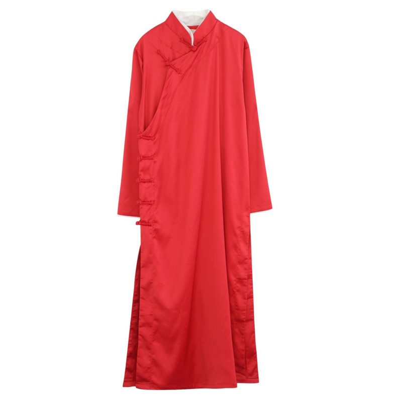 IEFB /men's wear spring satin gown robe Chinese style national costume long sleeve vent hem clothes 9Y1242