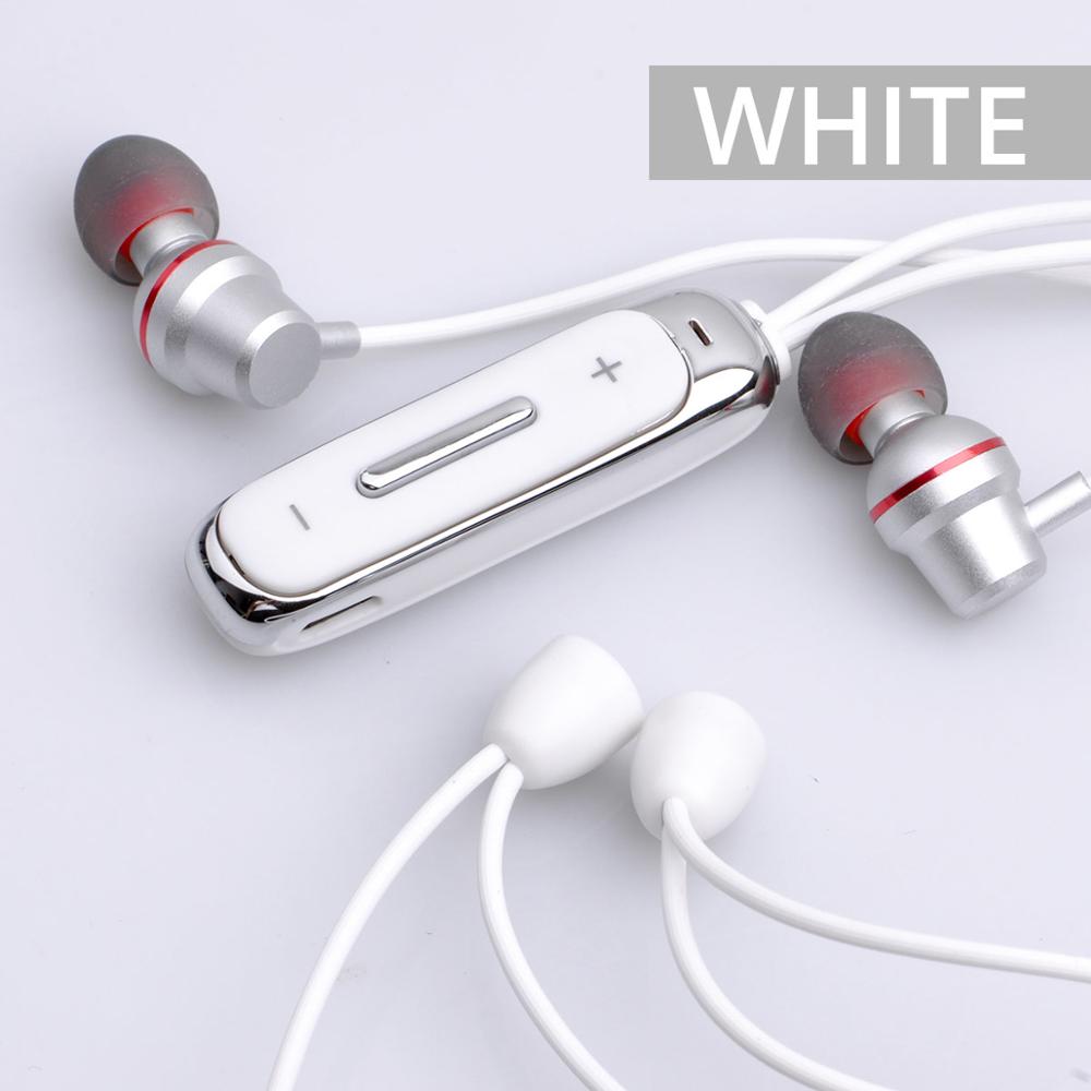 FONKEN Bluetooth Kopfhörer in-ohr Drahtlose Kopfhörer mit mic Sport Bass Magnetische Halskette Hörer in Ohr praktisch Ohrhörer: Weiß Kopfhörer