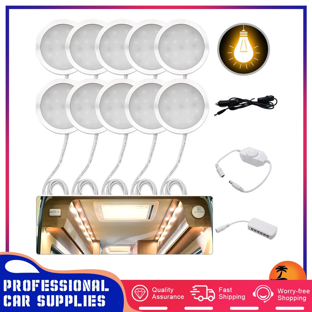ANYPOWK 12 Volt LED-verlichting voor RV boot trailer camper - warm wit 2800K 300 lumen 3W, laagspanning mini inbouwlicht dimbaar, 6 stuks