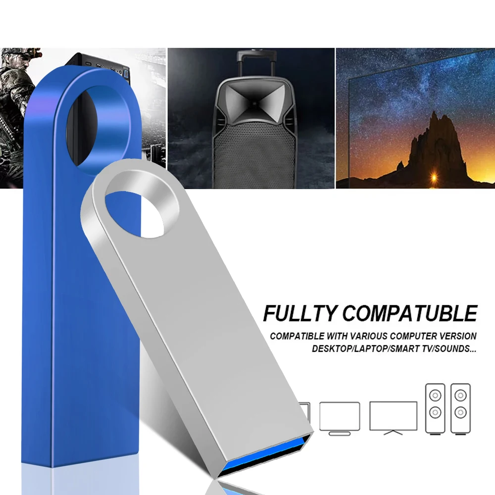 Metalen Sleutelhanger USB 3.0 Flash Drive Metalen Pen Drive 128GB 64GB 32GB 16GB 8GB Pendrive Waterdicht Geheugen Usb Stick hoge snelheid