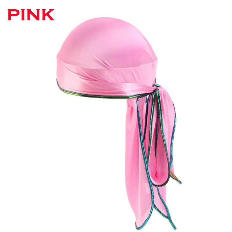 Novedad Unisex hombres mujeres Casual seda satén Bandana sólido turbante accesorios para la cabeza