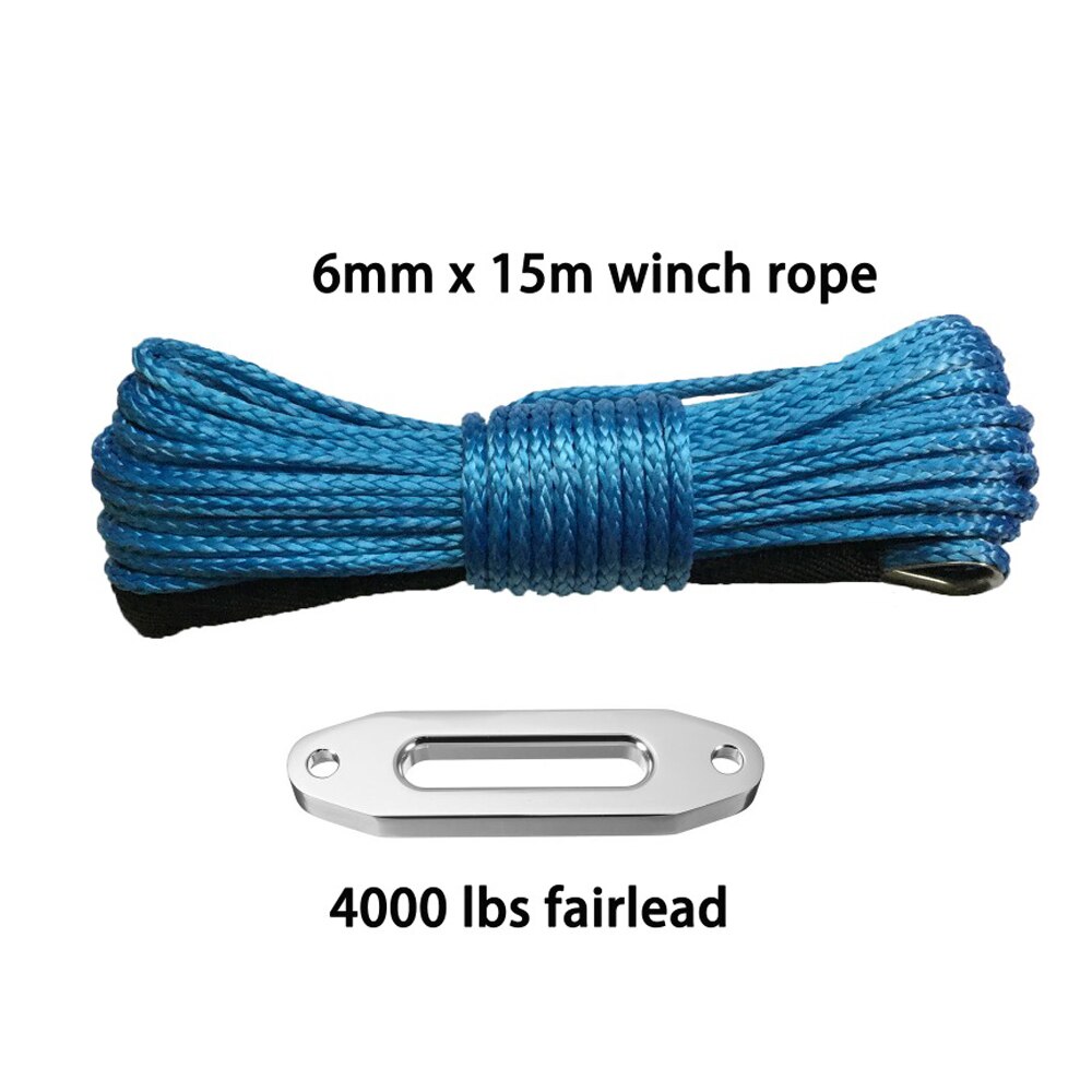 6mm * 15 m Synthetische Seil hinzufüGen 4000lbs Aluminium Hawse Seilführung, aus Straße Seil, kevlar Winde Kabel, Plasma Seil