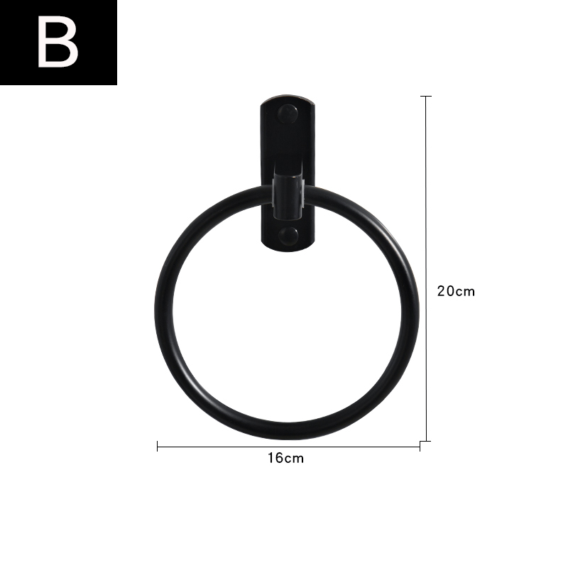 Zwarte Handdoek Ring Badkamer Handdoek Opslag Houder Hanger Handdoeken Rack Badkamer Wall Mount Badkamer Accessoires Haken Voor Thuis: B