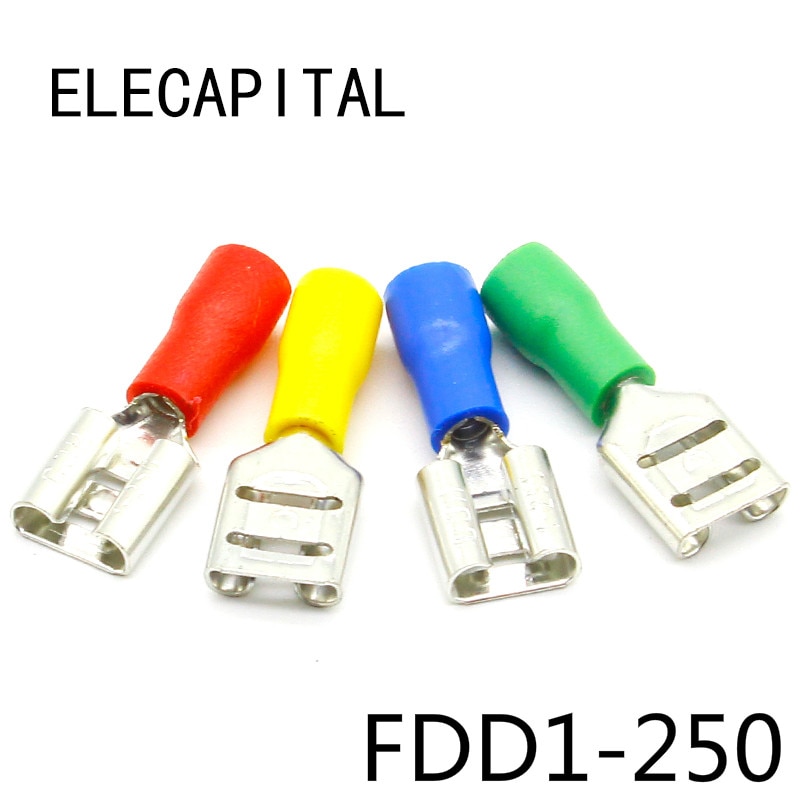 Terminal à sertir électrique isolé femelle, pour connecteurs 22-16 AWG, connecteur de câble, 100 pièces/paquet FDD