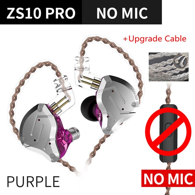 KZ ZS10 PRO 1DD+4BA HIFI Metal Headset Hybrid In Ear Earphone Sport Noise Cancelling Headset AS10 ZSN PRO CA16 ZSX C12 V90 VX T4: Silver