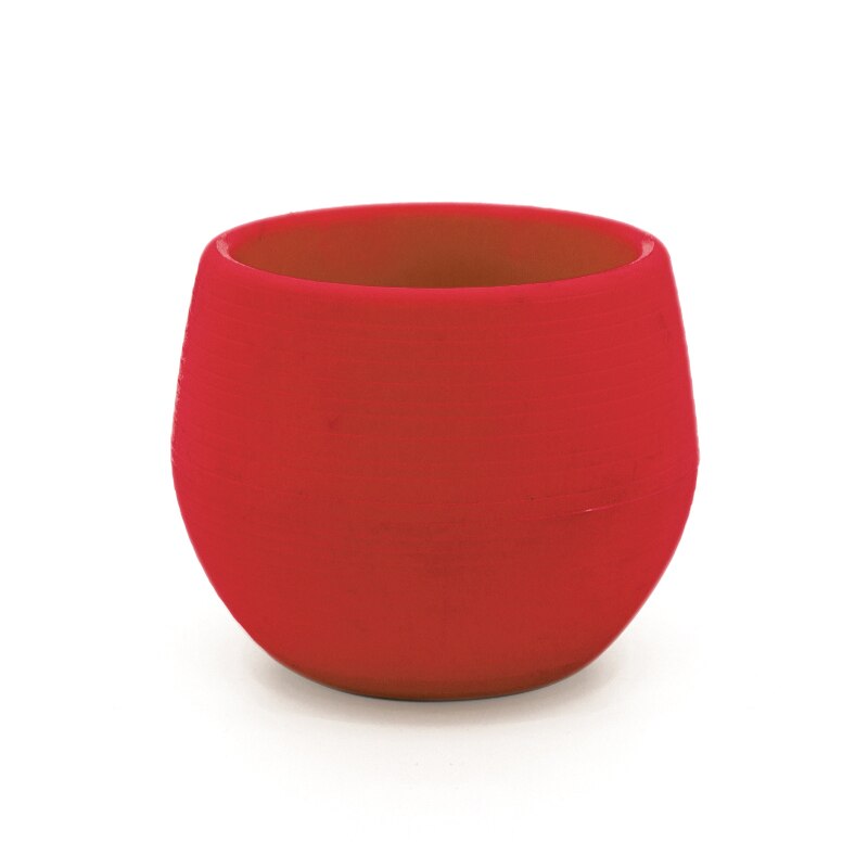 Mini Eco-friendly Colourful Round Plant pot Plastic Flower Pots Plants Bonsai Nursery Pots Garden Home Office Decor: red