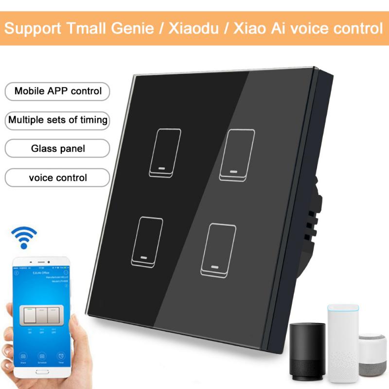 Graffiti Smart Switch Home Alexa Speaker Voice Control WiFi Remote Control Wall Touch Panel Switch EU Plug 1 2 3 Gang Home Light