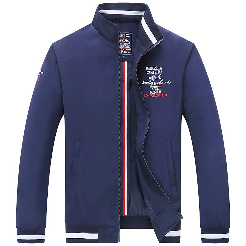 Plus size 3xl 4xl kenty shark märke herrjackor pilotjacka höst bomberjacka herr vindjacka kappa: Blå / M