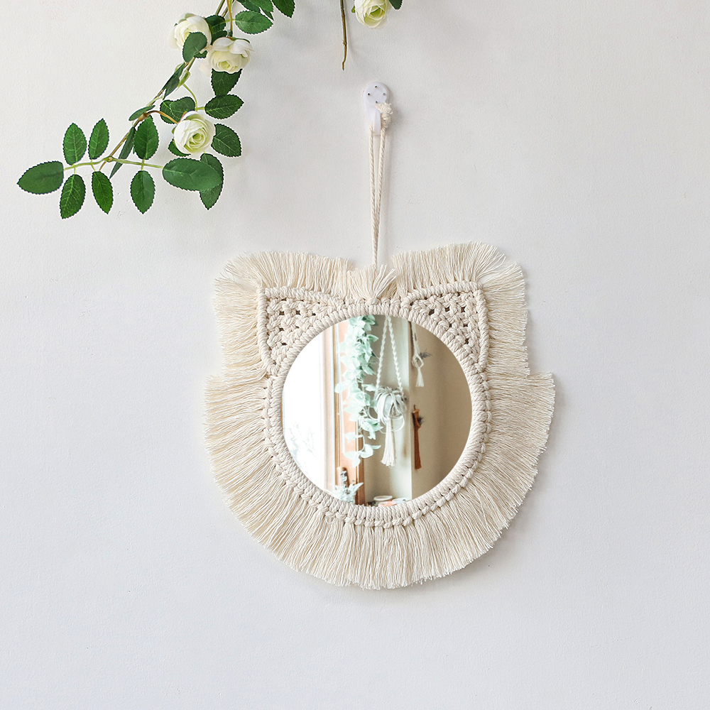 Boho Macrame specchio da parete decorazioni per la casa specchi decorativi decorazioni per la stanza estetica specchi da parete per soggiorno decorazione del bagno: wall mirror M0750
