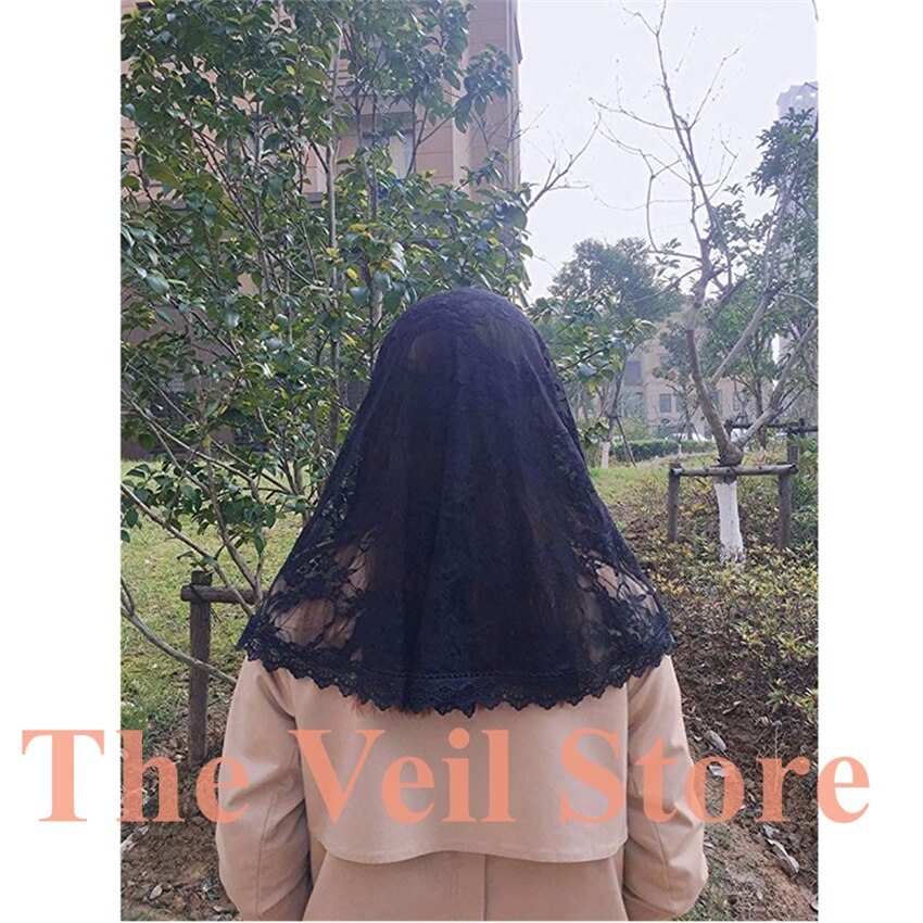 ISHSY Delle Donne Mantiglie Veli di Pizzo per la Chiesa Copricapo HeadWrap Cattolica latino di Massa Cappella Velo Mantiglia Negra de Novia 2019