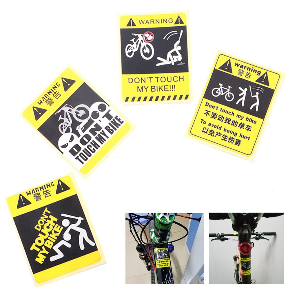 Bike Stickers PVC Coating Waterproof Reflective Bumper Sticker The Sign Of Don't Touch My Bike Funny Bike Accessories