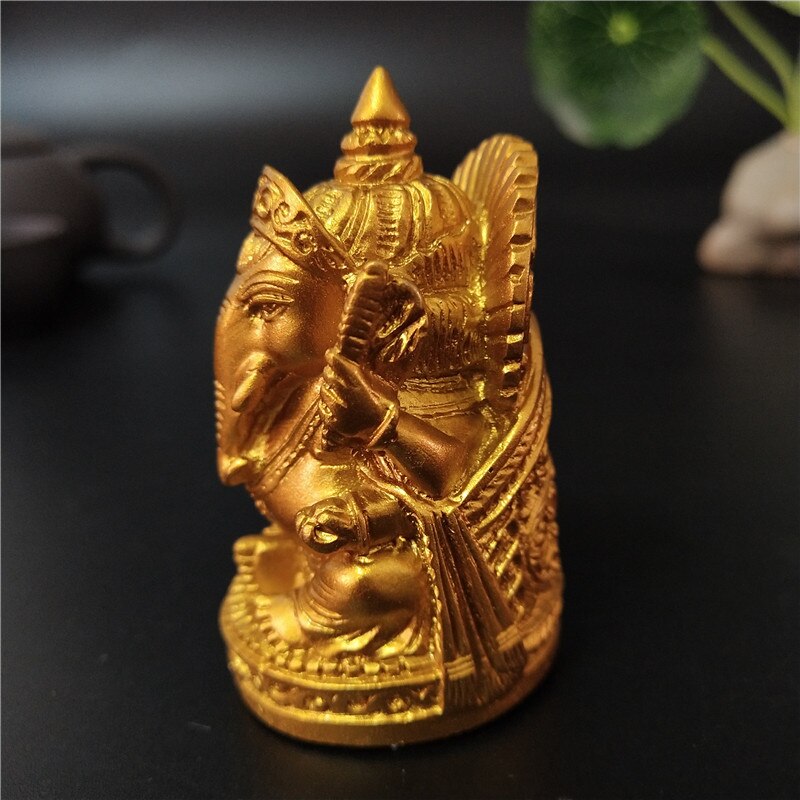 Goud Ganesha Boeddhabeeld Olifant God Sculptuur Ganesh Beeldjes Voor Garden Home Decoratie Accessoires Standbeelden 6Cm/2.36Inch