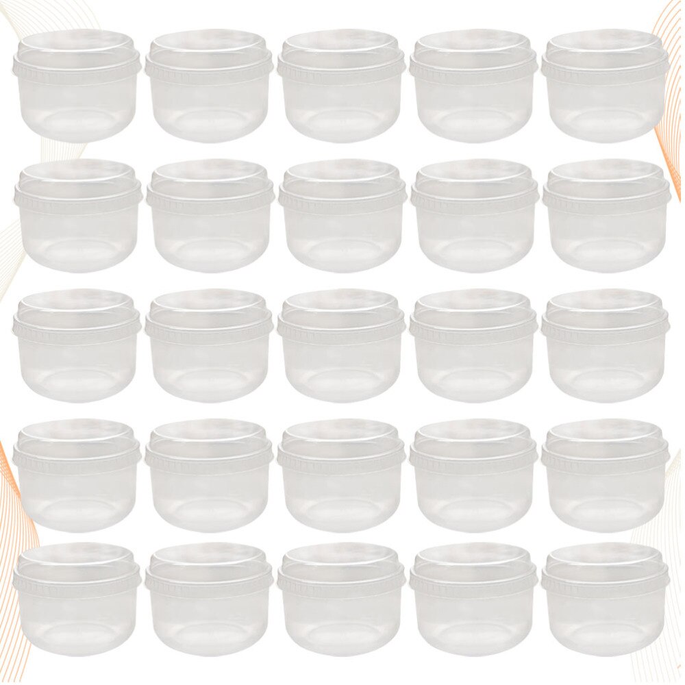 50 Sets Baking Pudding Cup High Temperature Resistant Japenese Pudding beaker with Lid (Transparent)