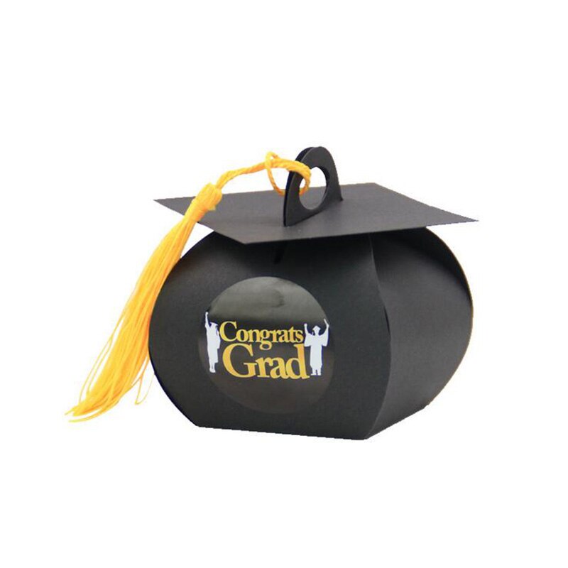 12/24Pcs European Bachelor Hat Cap Bag Candy Box Graduation Celebration Party Candy Favor Boxes Packaging Bags With Tassel