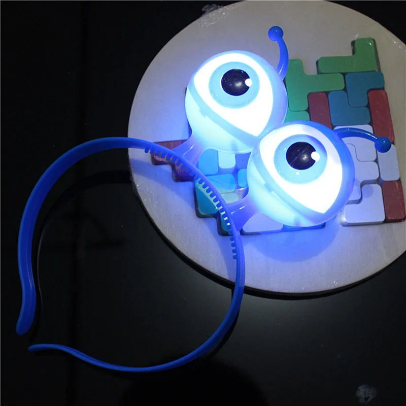 LED Lustige Teufel Horn Leuchten Stirnband Blinkende Haar Reifen Kopfbedeckung Halloween Weihnachten Neujahr Party Dekor Haar Zubehör: Blau