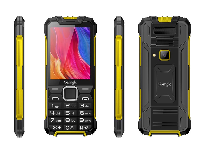 Samgle  f6 iron wcdma 3g 2.8 inch kleurenscherm feature phone snelkeuze whatsapp twitter groot toetsenbord robuuste mobiele telefoon: Voeg 16g tf-kaarten toe / Geel