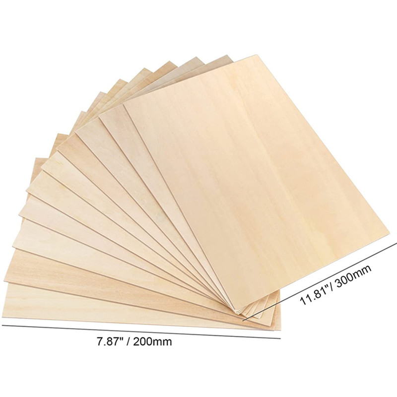 Lot de 5 feuilles de bois de balsa, ply 100/200/300mm de long 100mm de large 1/1.5/2/3mm optique pour projet de bricolage, accessoires d'artisanat