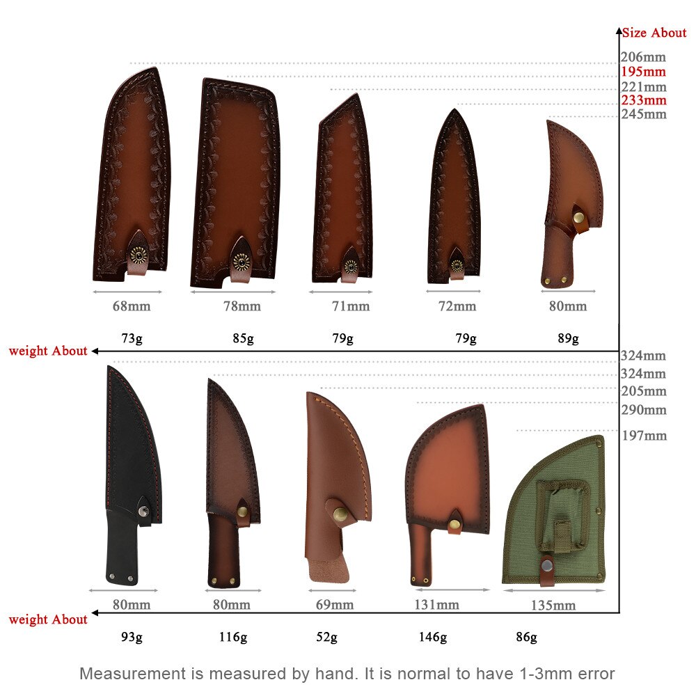 ZINZUO Kitchen Knife Edge Guards Case Leather Covers Sheath For Forged Butcher Boning Knife Blades Chef Knife Tied To Belt Tools